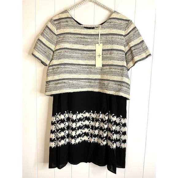 Thakoon Addition NWT Black and Cream Layered Dress Fully Lined Size 2 - Picture 1 of 7